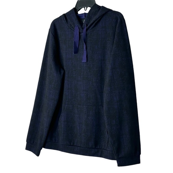 J JASON WU Stretch Purple Black Knit Plaid Hoodie Sweatshirt Top size L - Picture 6 of 12